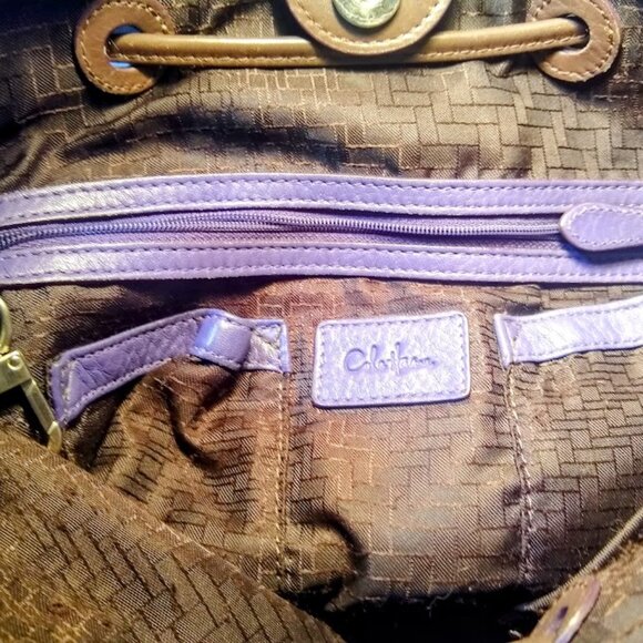 Cole Haan  purple-eggplant with chocolate trimmings  leather bag - Picture 5 of 16